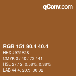カラーコード: RGB 151 90.4 40.4 | qconv.com