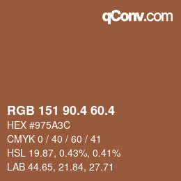 カラーコード: RGB 151 90.4 60.4 | qconv.com