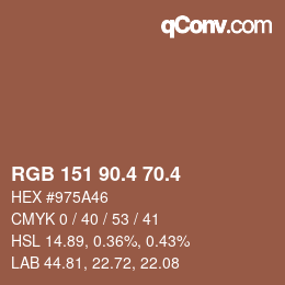カラーコード: RGB 151 90.4 70.4 | qconv.com