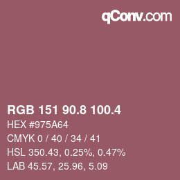 カラーコード: RGB 151 90.8 100.4 | qconv.com