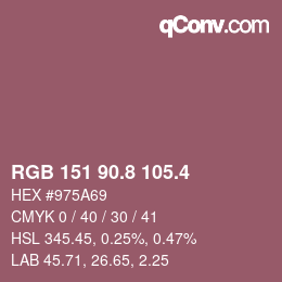カラーコード: RGB 151 90.8 105.4 | qconv.com