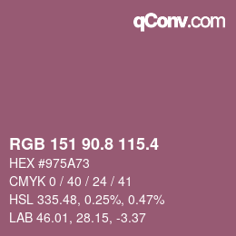 カラーコード: RGB 151 90.8 115.4 | qconv.com