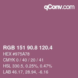 カラーコード: RGB 151 90.8 120.4 | qconv.com