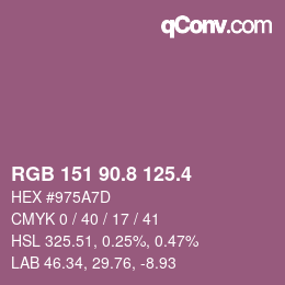 カラーコード: RGB 151 90.8 125.4 | qconv.com