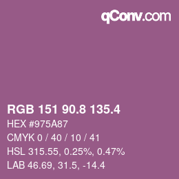 カラーコード: RGB 151 90.8 135.4 | qconv.com