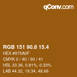 カラーコード: RGB 151 90.8 15.4 | qconv.com