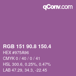 カラーコード: RGB 151 90.8 150.4 | qconv.com