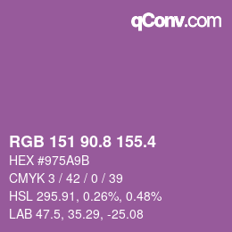 カラーコード: RGB 151 90.8 155.4 | qconv.com