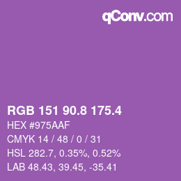 カラーコード: RGB 151 90.8 175.4 | qconv.com