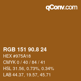 カラーコード: RGB 151 90.8 24 | qconv.com