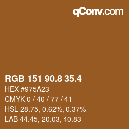 カラーコード: RGB 151 90.8 35.4 | qconv.com