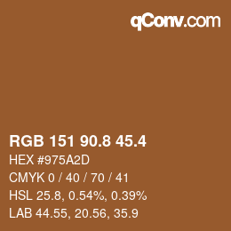 カラーコード: RGB 151 90.8 45.4 | qconv.com