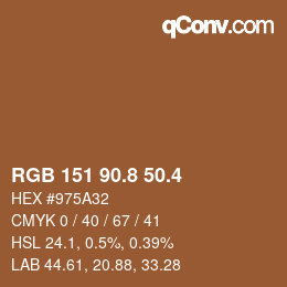 カラーコード: RGB 151 90.8 50.4 | qconv.com