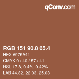 カラーコード: RGB 151 90.8 65.4 | qconv.com