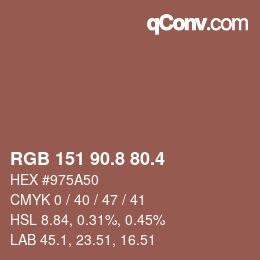 カラーコード: RGB 151 90.8 80.4 | qconv.com