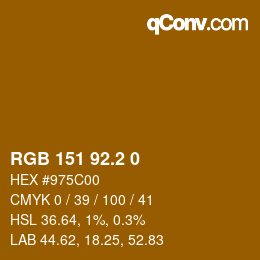 カラーコード: RGB 151 92.2 0 | qconv.com