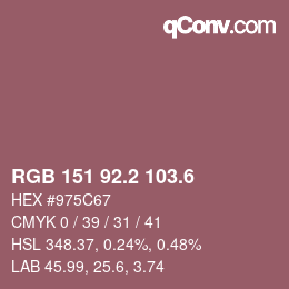 カラーコード: RGB 151 92.2 103.6 | qconv.com