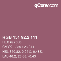 カラーコード: RGB 151 92.2 111 | qconv.com