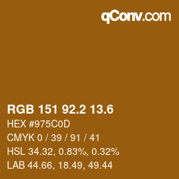カラーコード: RGB 151 92.2 13.6 | qconv.com