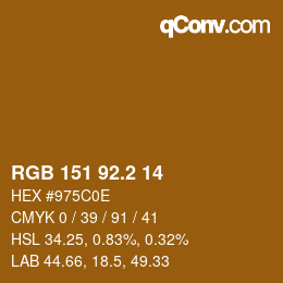 カラーコード: RGB 151 92.2 14 | qconv.com