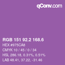 カラーコード: RGB 151 92.2 168.6 | qconv.com