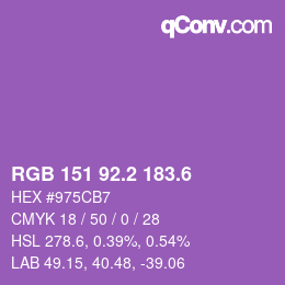 カラーコード: RGB 151 92.2 183.6 | qconv.com
