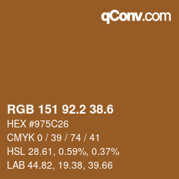 カラーコード: RGB 151 92.2 38.6 | qconv.com
