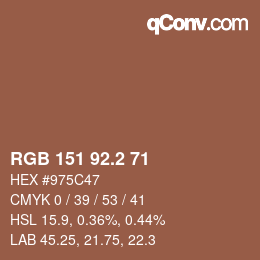 カラーコード: RGB 151 92.2 71 | qconv.com