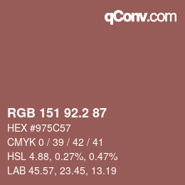 カラーコード: RGB 151 92.2 87 | qconv.com