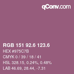 カラーコード: RGB 151 92.6 123.6 | qconv.com