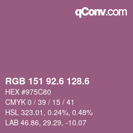 カラーコード: RGB 151 92.6 128.6 | qconv.com