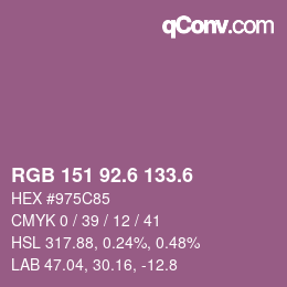 カラーコード: RGB 151 92.6 133.6 | qconv.com