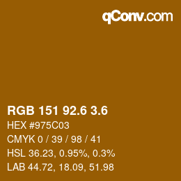 カラーコード: RGB 151 92.6 3.6 | qconv.com