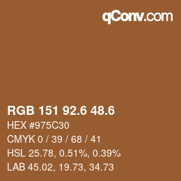 カラーコード: RGB 151 92.6 48.6 | qconv.com