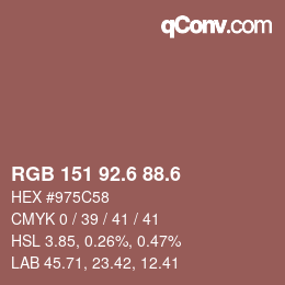 カラーコード: RGB 151 92.6 88.6 | qconv.com