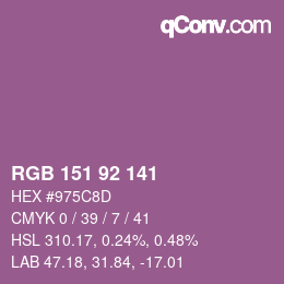 颜色代码: RGB 151 92 141 | qconv.com