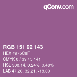 颜色代码: RGB 151 92 143 | qconv.com