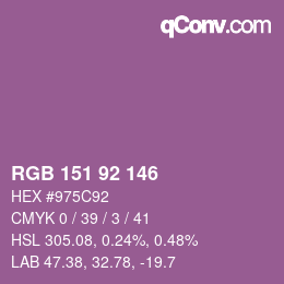 カラーコード: RGB 151 92 146 | qconv.com