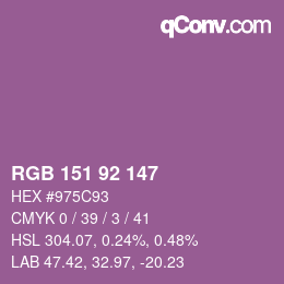 颜色代码: RGB 151 92 147 | qconv.com