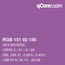 カラーコード: RGB 151 92 156 | qconv.com
