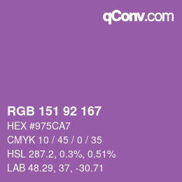 カラーコード: RGB 151 92 167 | qconv.com