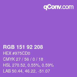 カラーコード: RGB 151 92 208 | qconv.com