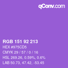 カラーコード: RGB 151 92 213 | qconv.com