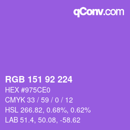 カラーコード: RGB 151 92 224 | qconv.com