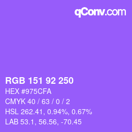 颜色代码: RGB 151 92 250 | qconv.com