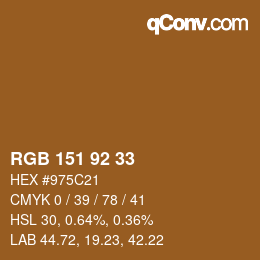 颜色代码: RGB 151 92 33 | qconv.com