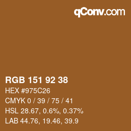 颜色代码: RGB 151 92 38 | qconv.com