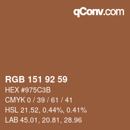 颜色代码: RGB 151 92 59 | qconv.com