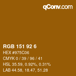 カラーコード: RGB 151 92 6 | qconv.com