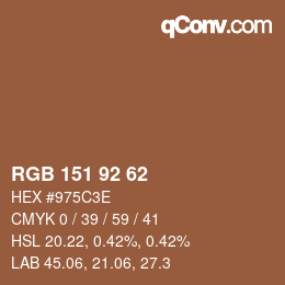 颜色代码: RGB 151 92 62 | qconv.com